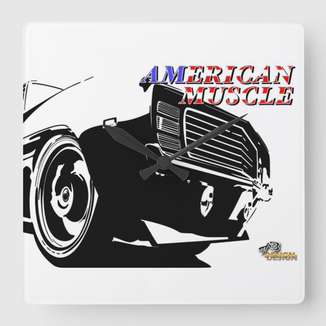American muscle car square wall clock (Front)