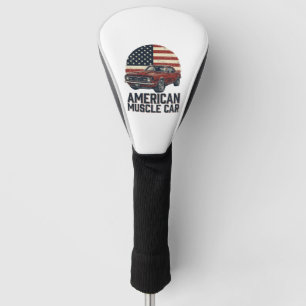 American Muscle Car Vintage Flag Shirt Design_1 Golf Head Cover