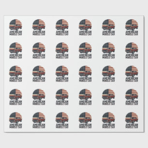American Muscle Car Vintage Flag Shirt Design_1 Wrapping Paper