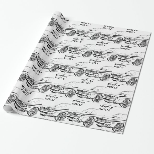 American Muscle Car Wrapping Paper (Unrolled)