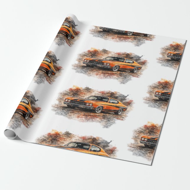 American Muscle Car Wrapping Paper (Unrolled)