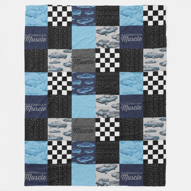 American Muscle Cars Fleece Blanket- Blue (Front)