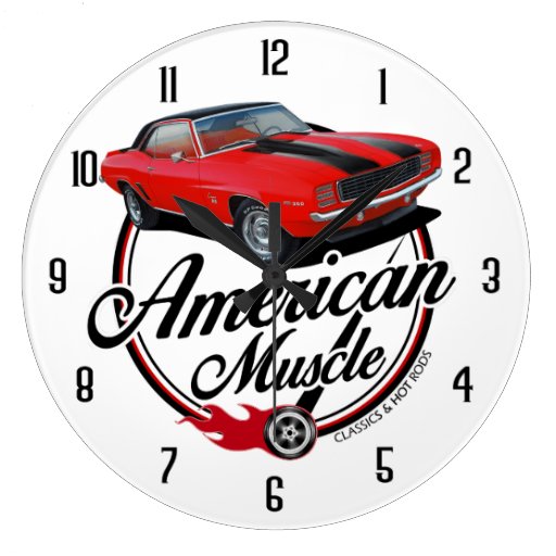 Image of American Muscle in Red Large Clock