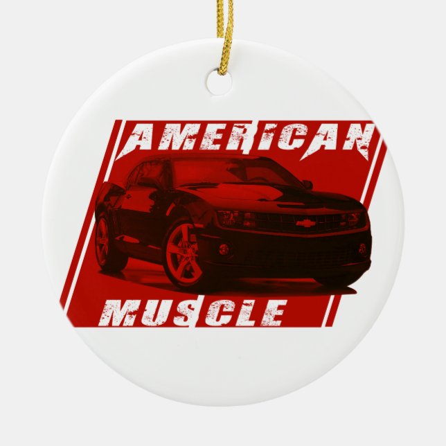 American Muscle Red Camaro Ceramic Tree Decoration (Front)
