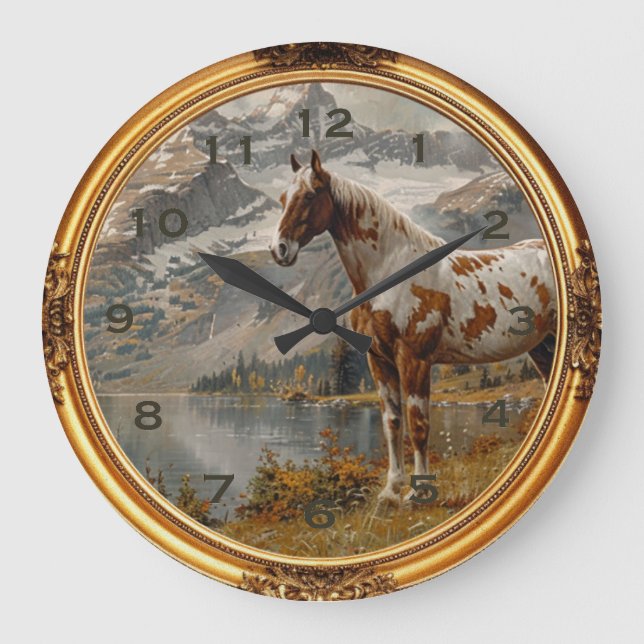 American Mustang Wild Horse Western Wall Clock (Front)