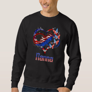 American Nanna Heart Butterlfies Patriotic 4th Of Sweatshirt