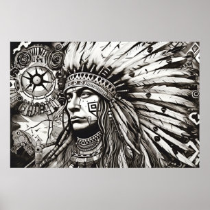 American Native Indian Peaceful Nature Prairie Art Poster