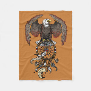 American native indians dreamcatcher fleece blanket