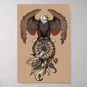 American native indians dreamcatcher poster