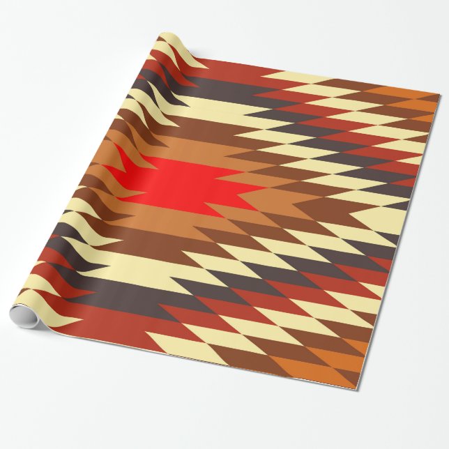 american native traditional ethnic costume motif wrapping paper (Unrolled)