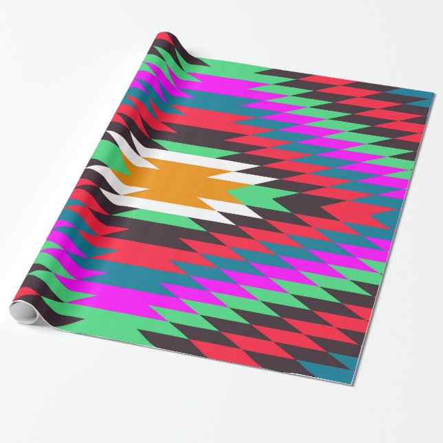 american native traditional ethnic costume motif wrapping paper (Unrolled)