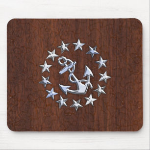 American Nautical Yacht Flag Anchor Decor Mouse Mat