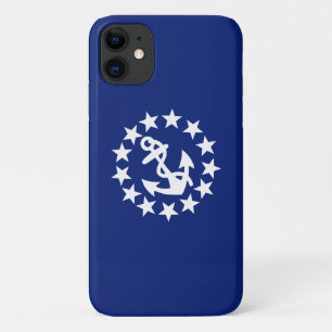 American Nautical Yacht Flag Anchor on Blue iPhone 11 Case