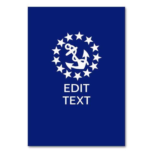 American Nautical Yacht Flag Anchor on Blue Table Number (Front)