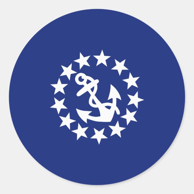 American Nautical Yacht Flag Anchor Stars Blue Classic Round Sticker (Front)
