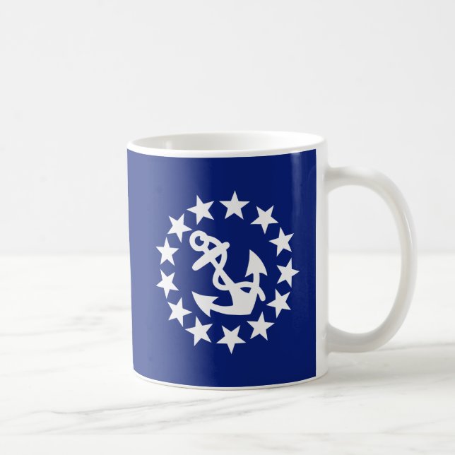American Nautical Yacht Flag Anchor Stars Blue Coffee Mug (Right)