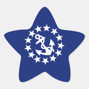 American Nautical Yacht Flag Anchor Stars Blue Star Sticker