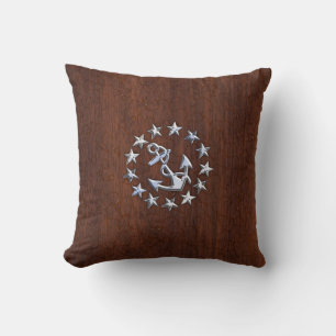 American Nautical Yacht Flag Wet Look Cushion