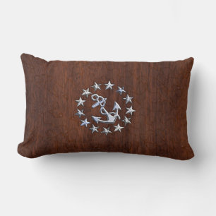 American Nautical Yacht Flag Wet Look Lumbar Cushion