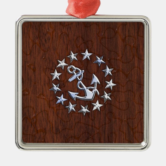 American Nautical Yacht Flag Wet Look Metal Tree Decoration (Front)