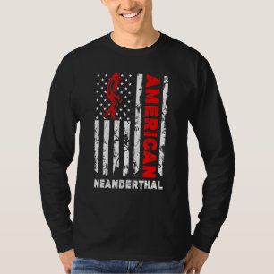 American Neanderthal American Usa Flag Caveman T-Shirt
