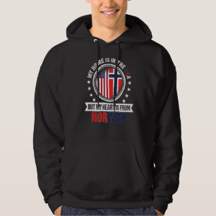 American Norwegian Flag Heart from Norway American Hoodie