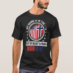 American Norwegian Flag Heart from Norway American T-Shirt
