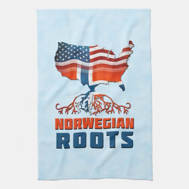 American Norwegian Roots   Tea Towel (Vertical)