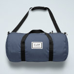 American Nostalgia Classic Simple Minimal Blue Duffle Bag<br><div class="desc">This american nostalgia style classic design in navy blue features a patch style emblem with a monogram name and framed border,  featuring informal handwritten script and modern block typography. The text can be customised with your name for a design as unique as you are!</div>