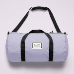 American Nostalgia Classic Simple Minimal Lilac Duffle Bag<br><div class="desc">This american nostalgia style classic design in lilac purple features a patch style emblem with a monogram name and framed border,  featuring informal handwritten script and modern block typography. The text can be customised with your name for a design as unique as you are!</div>