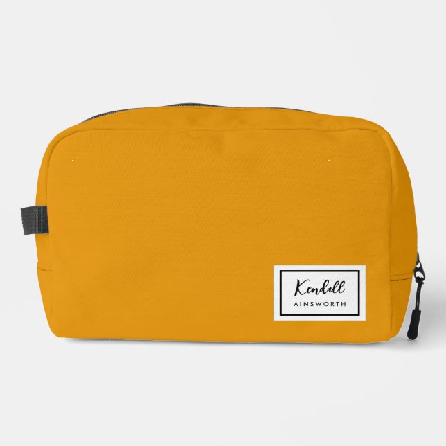 American Nostalgia Classic Simple Minimal Mustard Dopp Kit (Front)