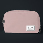 American Nostalgia Classic Simple Minimal Pink Dopp Kit<br><div class="desc">This american nostalgia style classic design in blush pink features a patch style emblem with a monogram name and framed border,  featuring informal handwritten script and modern block typography. The text can be customised with your name for a design as unique as you are!</div>