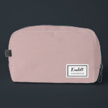 American Nostalgia Classic Simple Minimal Pink Dopp Kit<br><div class="desc">This american nostalgia style classic design in blush pink features a patch style emblem with a monogram name and framed border,  featuring informal handwritten script and modern block typography. The text can be customised with your name for a design as unique as you are!</div>