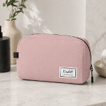 American Nostalgia Classic Simple Minimal Pink Dopp Kit<br><div class="desc">This american nostalgia style classic design in blush pink features a patch style emblem with a monogram name and framed border,  featuring informal handwritten script and modern block typography. The text can be customised with your name for a design as unique as you are!</div>