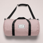 American Nostalgia Classic Simple Minimal Pink Duffle Bag<br><div class="desc">This american nostalgia style classic design in blush pink features a patch style emblem with a monogram name and framed border,  featuring informal handwritten script and modern block typography. The text can be customised with your name for a design as unique as you are!</div>