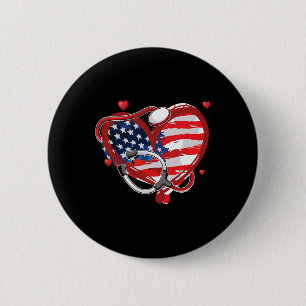 American Nurse 4th Of July Patriotic Usa Flag Nurs 6 Cm Round Badge
