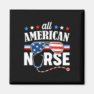 American Nurse 4th Of July Patriotic Usa Flag Nurs Magnet