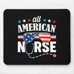 American Nurse 4th Of July Patriotic Usa Flag Nurs Mouse Mat