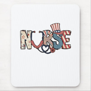 American Nurse 4th of July Patriotic USA Flag Nurs Mouse Mat
