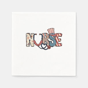 American Nurse 4th of July Patriotic USA Flag Nurs Napkin