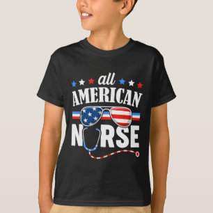 American Nurse 4th Of July Patriotic Usa Flag Nurs T-Shirt