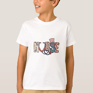 American Nurse 4th of July Patriotic USA Flag Nurs T-Shirt