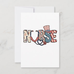 American Nurse 4th of July Patriotic USA Flag Nurs Thank You Card