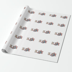 American Nurse 4th of July Patriotic USA Flag Nurs Wrapping Paper