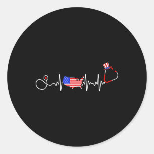 American Nurse 4th Of July Usa Flag Map Patriotic Classic Round Sticker