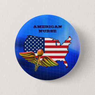 American Nurse. Patriotic 6 Cm Round Badge