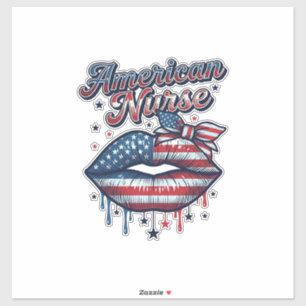 American Nurse Patriotic Lips Vector Shirt Design_