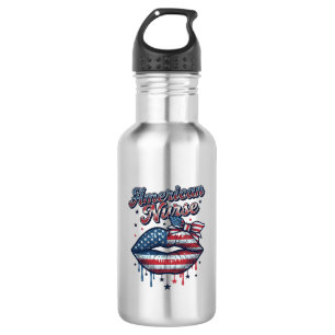 American Nurse Patriotic Lips Vector Shirt Design_ 532 Ml Water Bottle