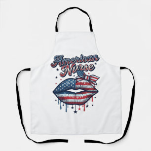 American Nurse Patriotic Lips Vector Shirt Design_ Apron