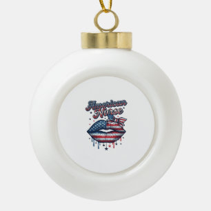 American Nurse Patriotic Lips Vector Shirt Design_ Ceramic Ball Christmas Ornament